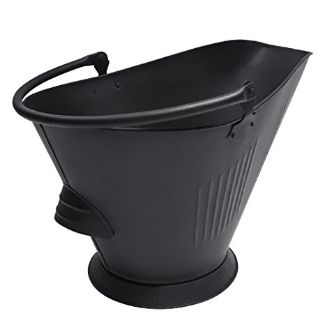 Amagabeli Large Ash Bucket for Fireplace Coal hod or Pellet Bucket Carrier in Power Coated for Wood Stove Black