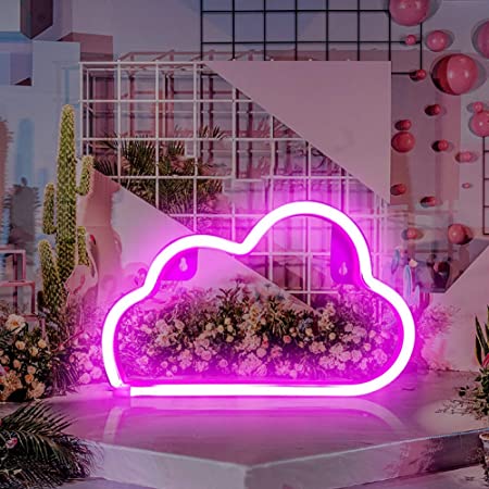 MERLINAE Cloud Neon Light Signs - LED Wall Decor Room Decor,Battery and USB Operated Lamps Home Decoration for Living Room,Children's Bedroom,Party,Christmas & Birthday Gift (Pink)