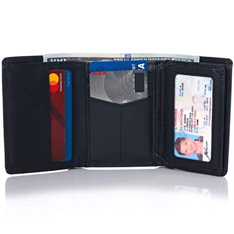 Alpine Swiss RFID Mens Theo Trifold Wallet Deluxe Capacity With Divided Bill Section Camden Collection