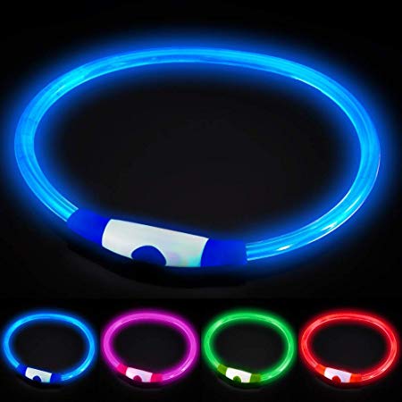 HYDE & HOUND LED Dog Collar - USB Rechargeable - Adjustable Cut to Size - Ultra Bright Colours - Glow Light Collar for Dogs - USB Rechargeable Lithium Battery - Night Visibility & Safety (Blue)