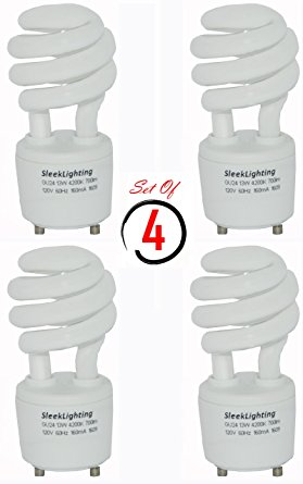 SleekLighting 13Watt T2 Spiral CFL Light Bulb 4200K 700lm GU24 base - 4pack