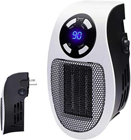 Programmable Space Heater with LED Display: Wall-Outlet Electric Heater with Adjustable Thermostat & Timer for Home Office Indoor Use | 350-Watt ETL Listed