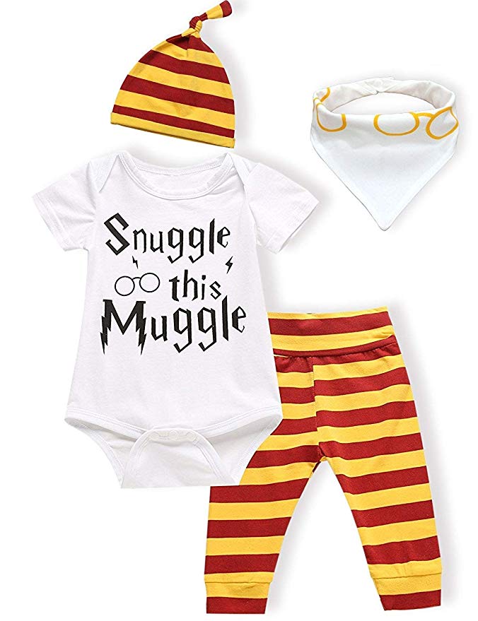 3Pcs/Set Infant Baby Boy Girl Snuggle This Muggle Rompers Striped Pants Hat Take Home Outfits