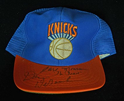 Earl The Pearl Monroe and Dave Debussher Signed New York Knicks Hat.
