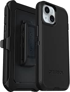 OtterBox iPhone 15, iPhone 14, & iPhone 13 (Only) - Defender Series Case - Black - Screenless - Rugged & Durable - with Port Protection - Holster Clip Includes - Microbial Defense Protection