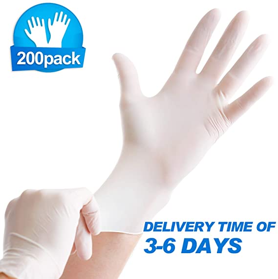 US Stock Fast Shipping Latex Gloves Disposable Gloves (Neutral, 200pc, L)