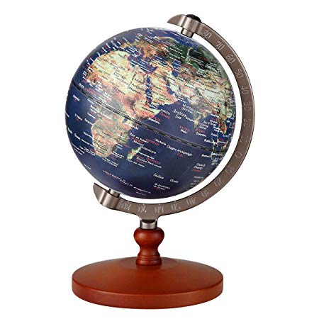FUN GLOBE World Globe Desktop Education Geographic Interactive Earth Globes for Kids & Adults for Educational Toys / Office Supplies / Indoor Decorations / Holiday Gift( Navy, 5 Inches)