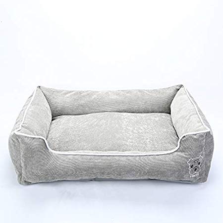 CLOVLY PAWS Simple Rectangular Pet Bed with Removable Cover, Plush Comfy Durable Cuddler for Small to Medium Dogs and Cats, Machine Washable Cover