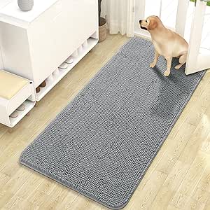 OLANLY Dog Door Mat for Muddy Paws, Absorbs Moisture and Dirt, Absorbent Non-Slip Washable Mat, Quick Dry Microfiber, Mud Mat for Dogs, Entry Indoor Door Mat for Inside Floor(47x24 Inches, Grey)