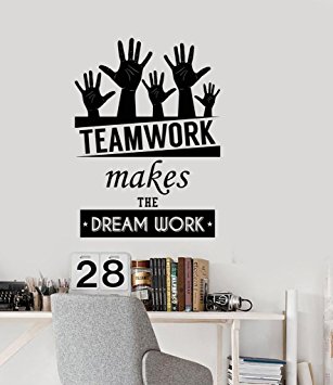 Office Inspirational Words Wall Decal Teamwork Makes the Dream Work Motivational Quotes Home or Office Decor