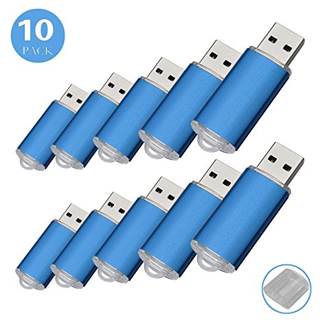 10Pack USB Flash Drive USB2.0 Memory Stick Memory Drive Pen Drive (1G, Blue)