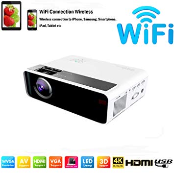 SOTEFE®Mini LED Projector Portable/WiFi Vidéoprojecteur 1080P Full HD-WiFi Video Projectors 7000 Lumen For Smartphone/iPhone Wireless Projector HDMI Multimedia 4K Home Office MobilePhone Theater Movie