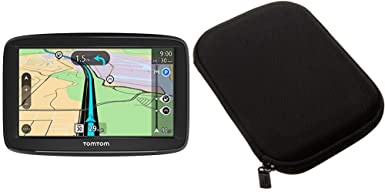 TomTom VIA 1525SE 5 Inch GPS Navigation Device with Free Lifetime Traffic Bundle with AmazonBasics Hard Travel Carrying Case for 5 Inch GPS, Black