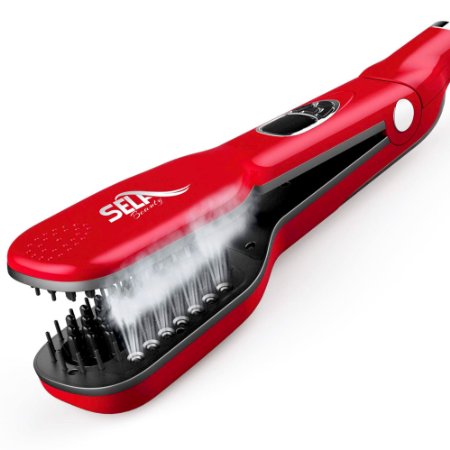 Sela Hair Straightening Brush with Steam Ceramic 3D Bristles and Ion Treatment