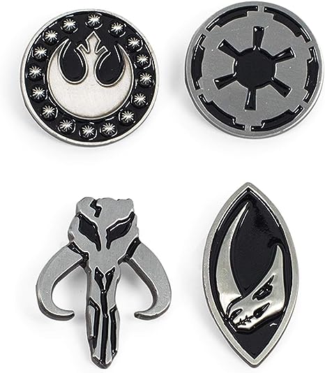 Star Wars The Mandalorian Symbols 4-Piece Enamel Pin Set | Base Metal Pins