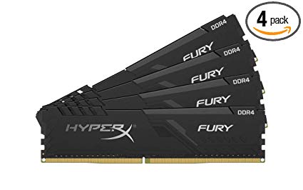 HyperX Fury 64GB 3466MHz DDR4 CL16 DIMM (Kit of 4)  Black XMP Desktop Memory HX434C16FB3K4/64