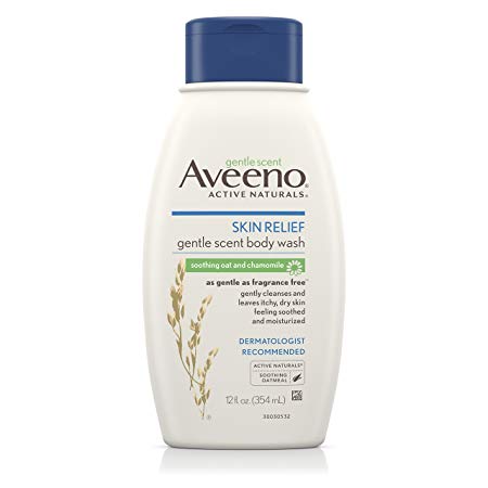 Aveeno Skin Relief Gentle Scent Fragrance-Free Body Wash, Soothing Oat And Chamomile, 12 Fl. Oz