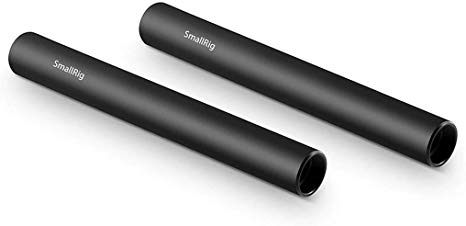 SMALLRIG 4 Inches (10 cm) Black Aluminum Alloy 15mm Rod with M12 Female Thread, Pack of 2 – 1049