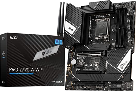 MSI PRO Z790-A WIFI Motherboard ATX - Supports Intel Core 12/13th Gen Processors, LGA 1700, DDR5 Boost (7200 MHz/OC), 1 x PCIe 5.0 x16, 1 x PCIe 4.0 x16, 4 x M.2 Gen4, 2.5Gbps LAN, Wi-Fi 6E