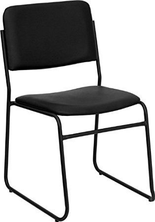 Flash Furniture XU-8700-BLK-B-VYL-30-GG Hercules Series 1500-Pound High Density Black Vinyl Stacking Chair with Sled Base