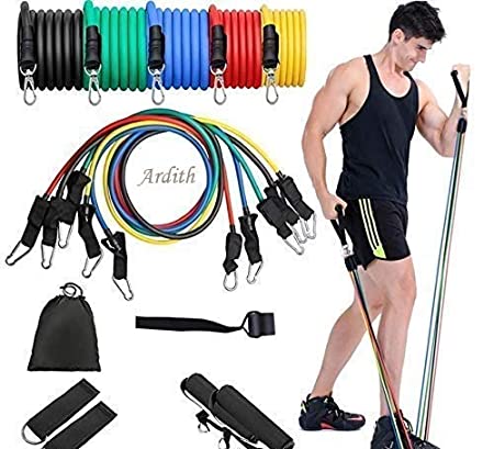 Ardith Resistance Bands Set for Men & Women(11Pcs), 5 Pieces Fitness Workout Bands for Men with Fitness Tension Bands,Door Anchor & Carry Bag-Home Gym,Handles and Ankles for Resistance Belt