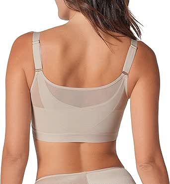 Leonisa Comfortable Front Closure Posture Corrector Bra with Contour Cups - Wireless Bras for Women