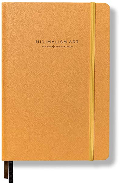 Minimalism Art, Premium Edition Notebook Journal, Composition B5 7.6 x 10 inches, Dotted Grid Page, Hard Cover,234 Numbered Pages,Gusseted Pocket,Ribbon Bookmark,Ink-Proof Paper 120gsm (Golden Yellow)