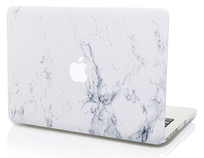 KEC MacBook Pro 13 Inch (2017 & 2016 Touch Bar) Case Cover Marble Plastic Hard Shell A1706 / A1708 (White Marble)