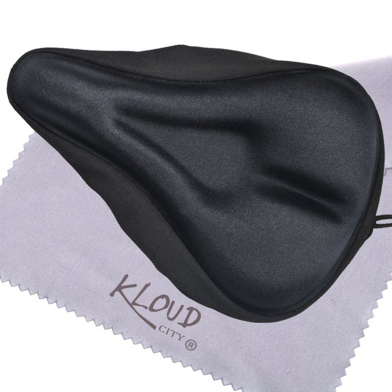 KLOUD City Black soft gel relief bike saddle seat cushion pad cover straight and triangle groove