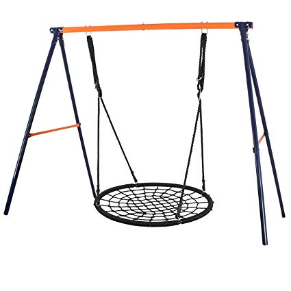 ZENY 40'' Kids Spider Web Tree Net Swing Round Spider Net Swing Platform Set with Adjustable Hanging Ropes Kits,Strong to Hold 600 lbs,Great for Tree,Playground,Playroom,Backyard (40'' Swing   Frame)