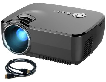 HD Mini Portable Projector, Meyoung LED Pico Projector Gp70 Full Color 150" 1200 Lumens Home Cinema 800*600 Resolution Video Projectors with HDMI Cable for Football Night Party and Games, Black