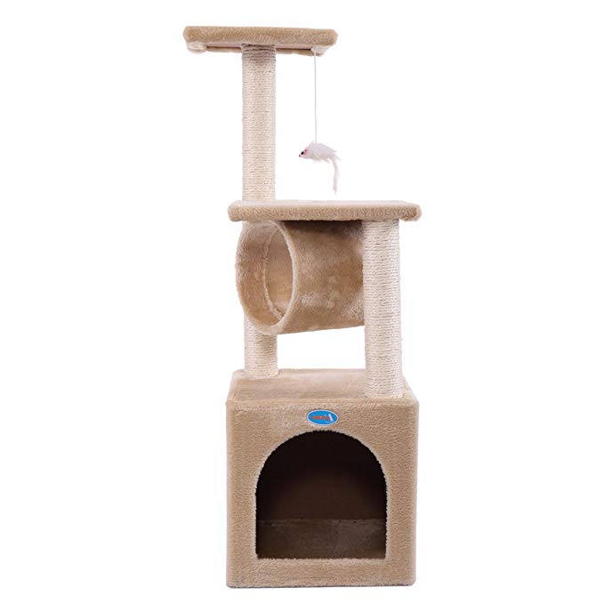 JAXPETY 36" Cat Tree Kitten Activity Tower Condo W/Scratch Posts,Pet Toy Ball and Rope and Mouse