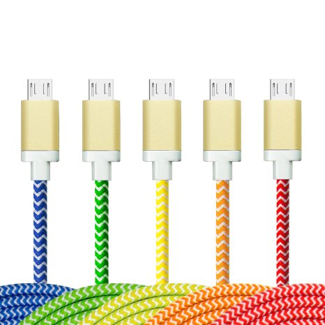 USB Cables Magic-T Braided Charging Cord 66Feet2Meter A Male to Micro B Fast Charger for Samsung Galaxy S7 S6 Edge Xbox One HTC M9 Tablet More Android Devices 5-Pack