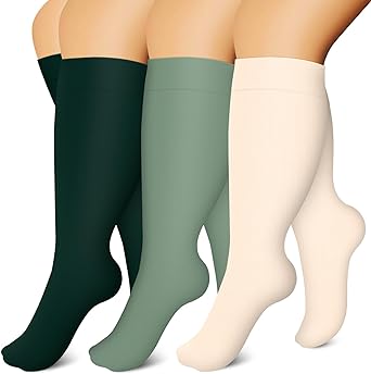 Laite Hebe Plus Size Compression Socks for Women and Men-3 pairs Wide Calf Knee High Support for Circulation