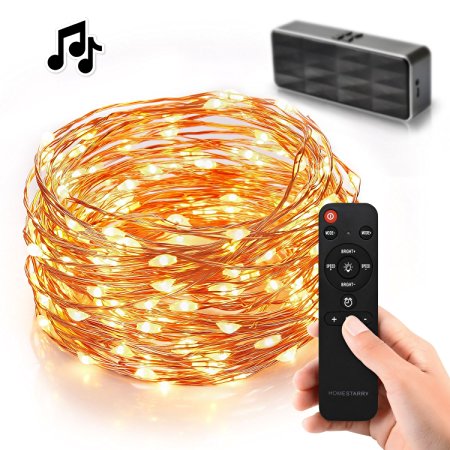 Homestarry Music Dimming String Lights,33Ft 100LEDs Rope String Lights Indoor / Outdoor Commercial Use Decor ,Dancing Party,Curtain, Indoor Fairy String Lights for Home,Bedroom.(Warm White)