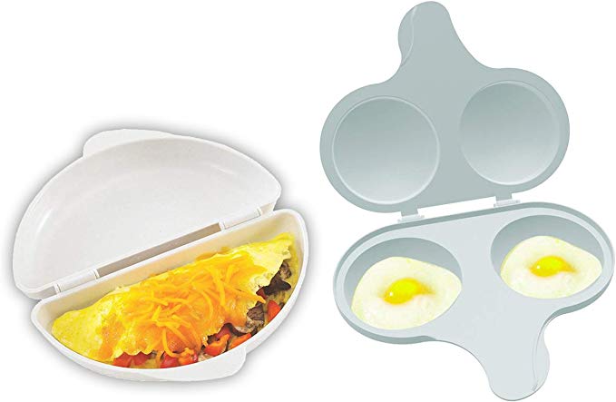 Nordic Ware Easy Breakfast Set - Omelet Pan and 2 Cavity Egg Poacher (Microwaveable)