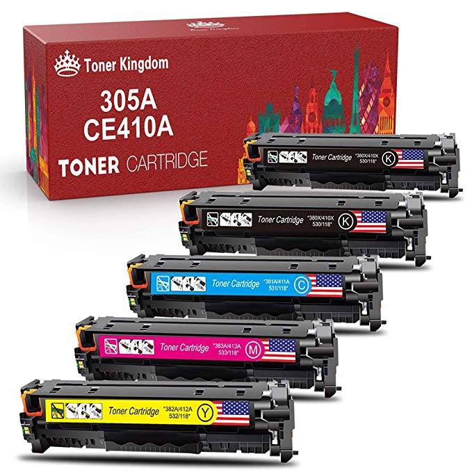 Toner Kingdom Remanufactured Toner Cartridge Replacement for HP 305A 305X CE410X CE411A CE412A CE413A for HP Laserjet Pro 400 Color M451dn M451dw M451nw MFP M475dn M475dw M351A M375nw Printer (5-Pack)