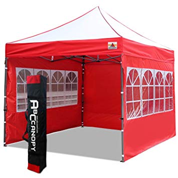 ABCCANOPY Patio 3x3 Gazebo Fully Waterproof Heavy Duty Pop Up Gazebo With Walls  HandBag（red）