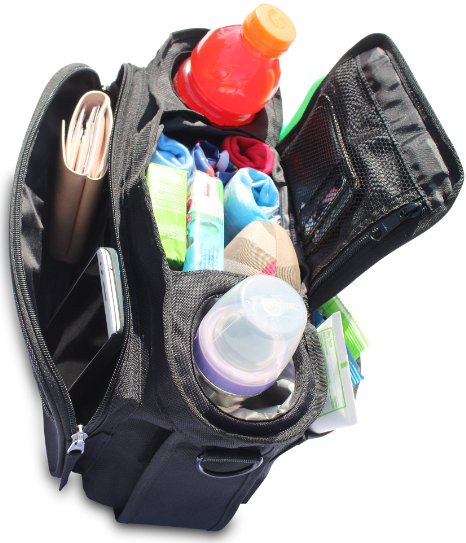 Universal Stroller Organizer Bag with Premium Shoulder Strap and Insulated Cup Holders. Fits Umbrella, Single with Ease. Increase Your Storage Capacity With This Extra Large and Spacious Organizer