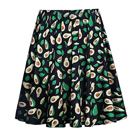Fancyqube Women's Retro Pleated Floral Print Skirt