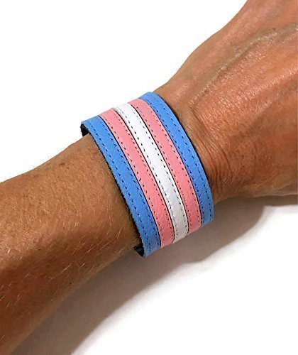 Transgender pride leather bracelet