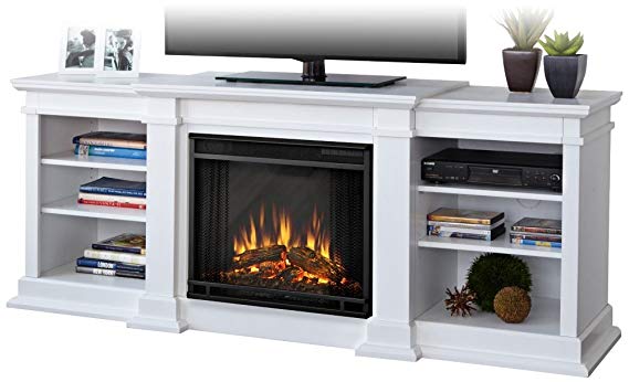 Real Flame G1200E-W Fresno Entertainment Unit with Electric Fireplace, Large, White
