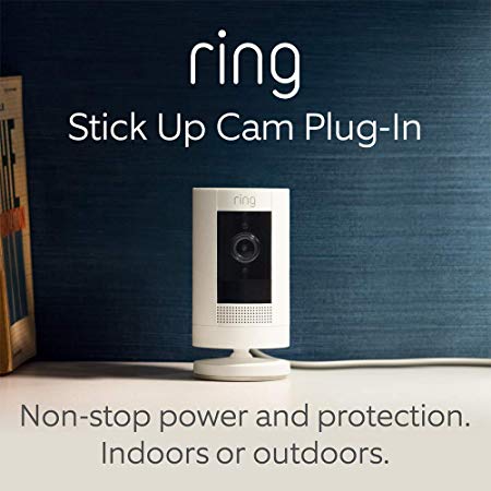 All-new Ring Stick Up Cam Plug-In | HD security camera with Two-Way Talk, white, Works with Alexa