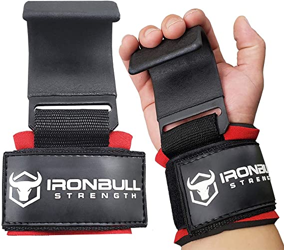 Iron Bull Strength Weight Lifting Steel Hooks (Pair) – Heavy Duty Lifting Wrist Straps - Deadlift Straps for Powerlifting- Thick Padded Workout Hook – Weightlifting Gloves for Heavy Lifting