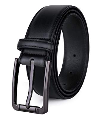 Tonly Monders Genuine Leather Men's Dress Belt with Single Prong Buckle width 1.33"