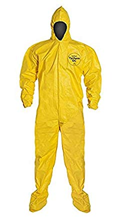 Dupont QC122TYLXL000400 QC Coverall with Hood, Taped Seam, X-Large, Yellow (Pack of 4)