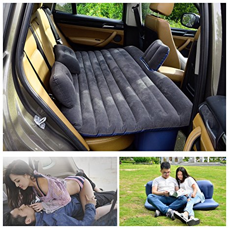 Mattresses for Car HappyCell Car Travel Inflatable Mattress Air Bed Camping Universal SUV Back Seat Couch with 2 pc Pillows and a Pump