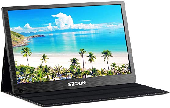 15.6 Inch Portable Gaming Monitor szoon 1920×1080 Full HD Computer Display IPS Screen VESA Mount Type-C and Mini HDMI Input for PS3 PS4 Xbox Raspberry Pi Laptop PC MAC, Include Smart Case