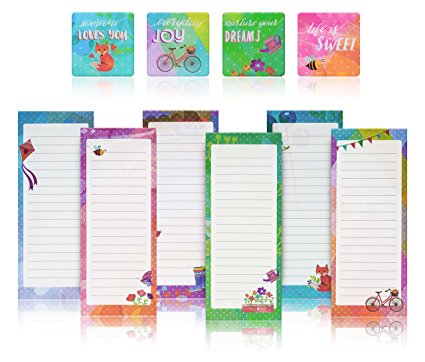 Charming Magnetic Notepads & Inspirational Refrigerator Magnets – To Do List, Grocery list, Perfect Housewarming Gifts, Thank You Gifts, Office Supplies – 6 Note Pads   4 Fridge Magnets by PRTSupply