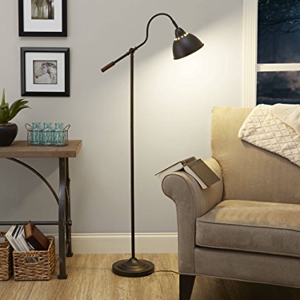 60 Inch Classis Style Dome Shade Task Floor Lamp with Adjustable Arm & Bronze Finish For Cozy Reading Corner